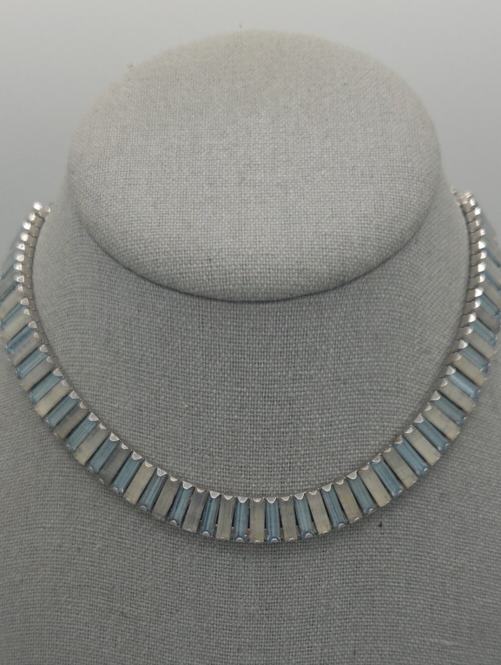 5 for $25! Vintage Elegant Blue Baguette Crystal Choker Necklace